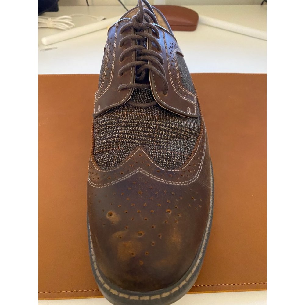 GH Bass Shoes Men 13M Brown Leather & Tweed Pasadena Wingtip Longwing Brogue - Picture 12 of 16